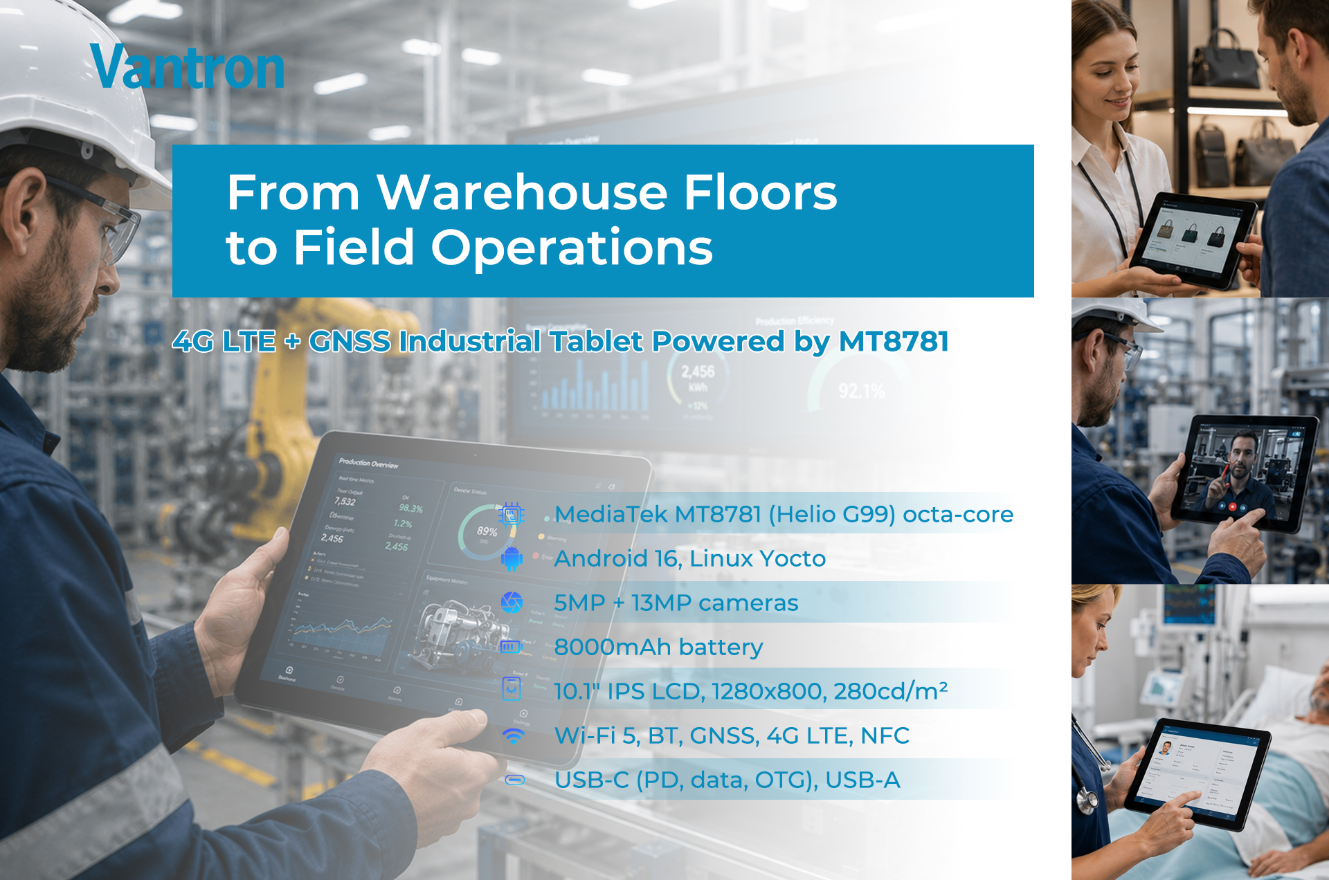 M10 Plus MediaTek Industrial Tablet Designed for Connected Mobile Operations